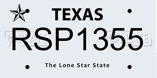RSP1355 Texas License Plate