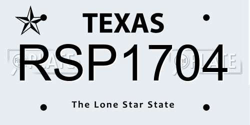 RSP1704 Texas License Plate