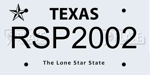 RSP2002 Texas License Plate