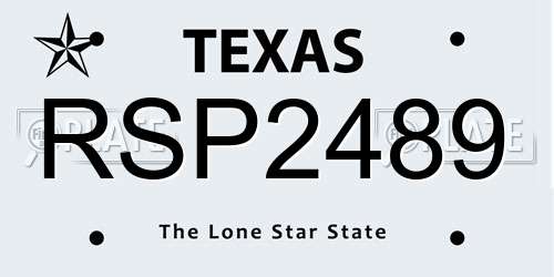 RSP2489 Texas License Plate