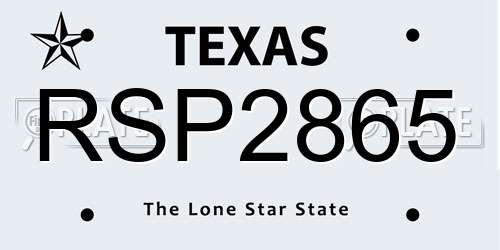 RSP2865 Texas License Plate