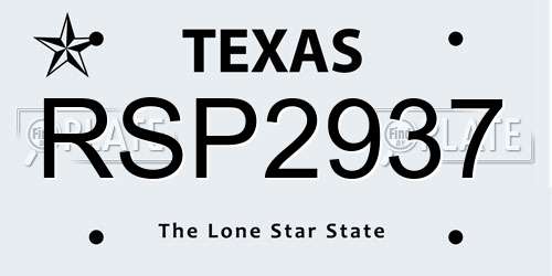 RSP2937 Texas License Plate