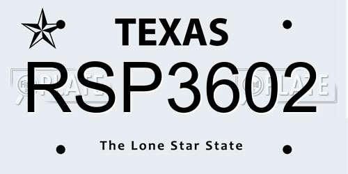 RSP3602 Texas License Plate