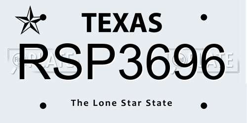 RSP3696 Texas License Plate