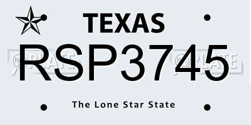 RSP3745 Texas License Plate