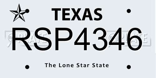 RSP4346 Texas License Plate