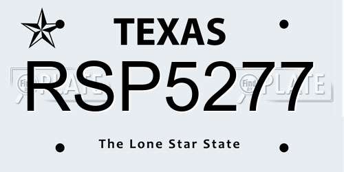 RSP5277 Texas License Plate
