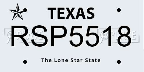 RSP5518 Texas License Plate