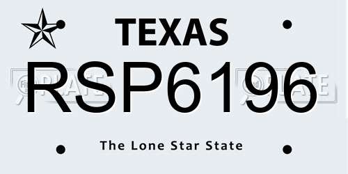 RSP6196 Texas License Plate