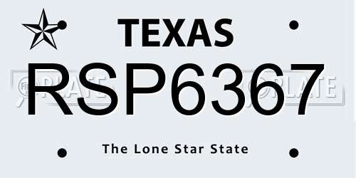 RSP6367 Texas License Plate