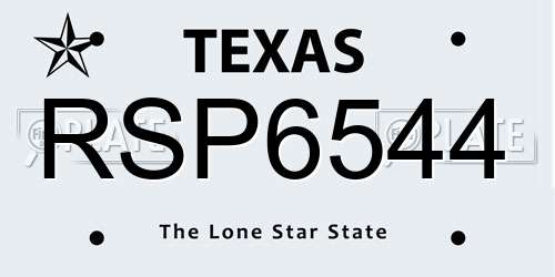 RSP6544 Texas License Plate