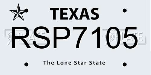 RSP7105 Texas License Plate