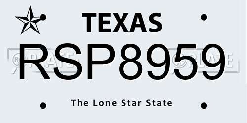 RSP8959 Texas License Plate