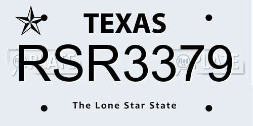 RSR3379 Texas License Plate