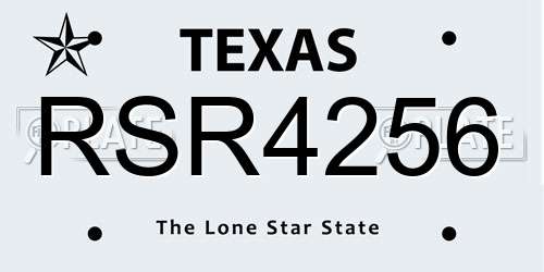RSR4256 Texas License Plate