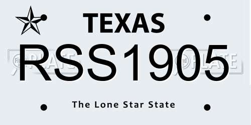 RSS1905 Texas License Plate