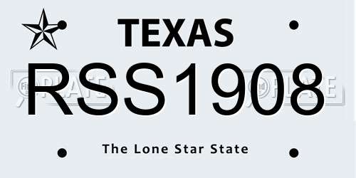 RSS1908 Texas License Plate