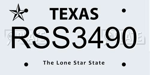 RSS3490 Texas License Plate