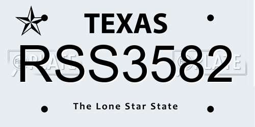 RSS3582 Texas License Plate