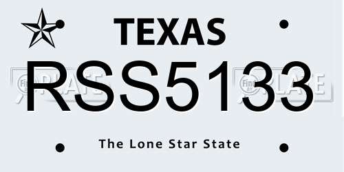 RSS5133 Texas License Plate