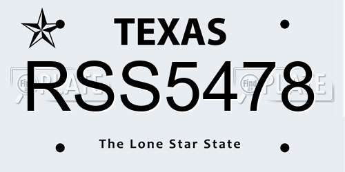 RSS5478 Texas License Plate
