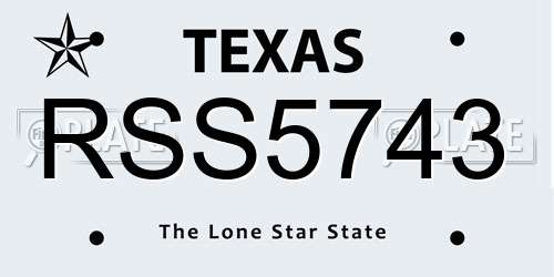 RSS5743 Texas License Plate