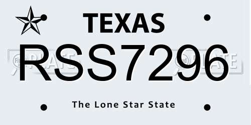RSS7296 Texas License Plate
