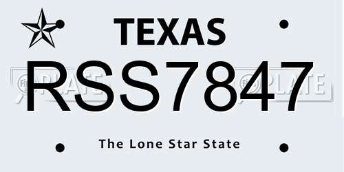 RSS7847 Texas License Plate