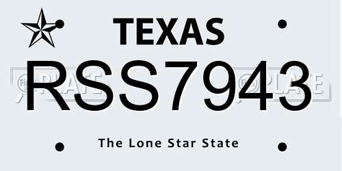 RSS7943 Texas License Plate
