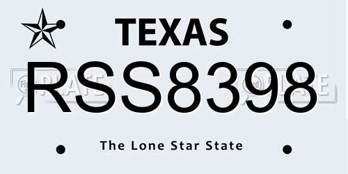 RSS8398 Texas License Plate
