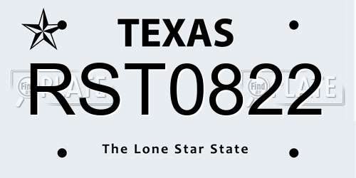 RST0822 Texas License Plate