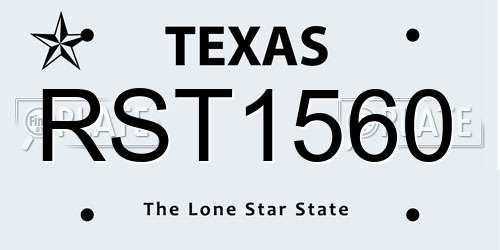 RST1560 Texas License Plate