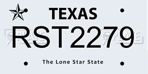 RST2279 Texas License Plate