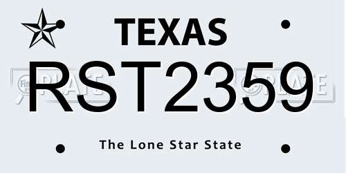 RST2359 Texas License Plate