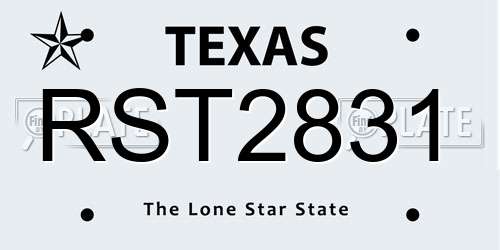RST2831 Texas License Plate
