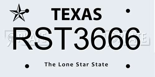 RST3666 Texas License Plate