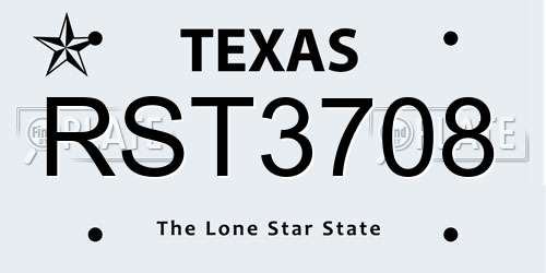 RST3708 Texas License Plate