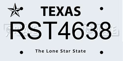 RST4638 Texas License Plate