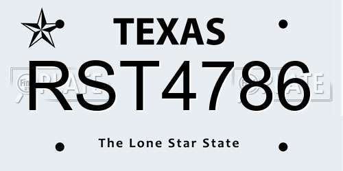 RST4786 Texas License Plate