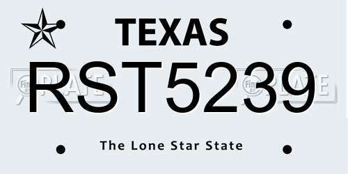 RST5239 Texas License Plate