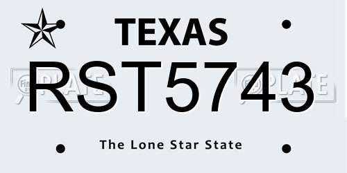 RST5743 Texas License Plate