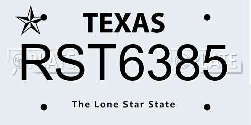 RST6385 Texas License Plate
