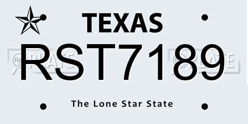 RST7189 Texas License Plate