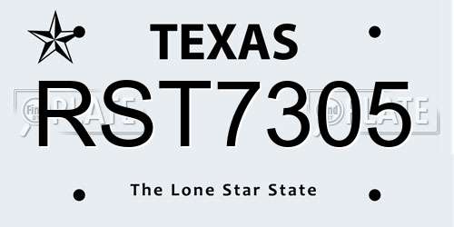 RST7305 Texas License Plate