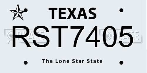 RST7405 Texas License Plate