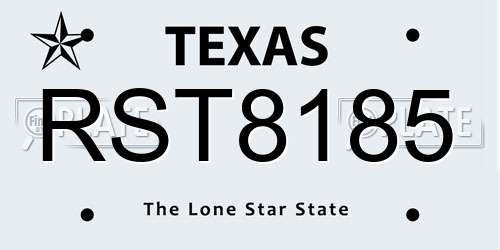 RST8185 Texas License Plate