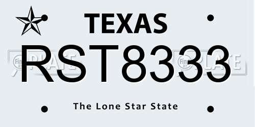 RST8333 Texas License Plate