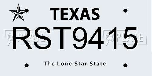 RST9415 Texas License Plate