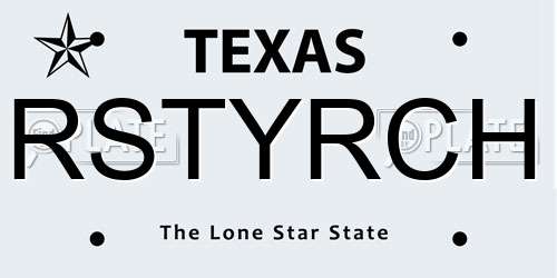 RSTYRCH Texas License Plate