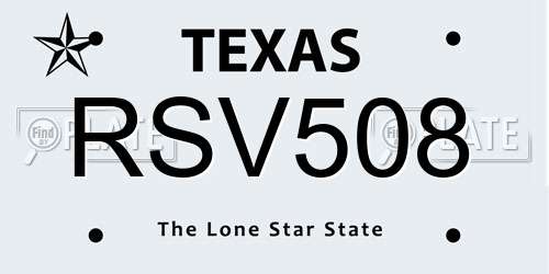 RSV508 Texas License Plate